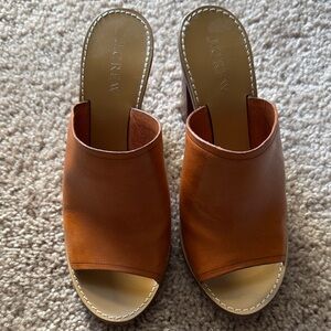 J. Crew Women's Brown Leather Open-Toe Mules